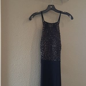 Designer Black Sequin Evening Gown. Elegant Classy Holiday Dress